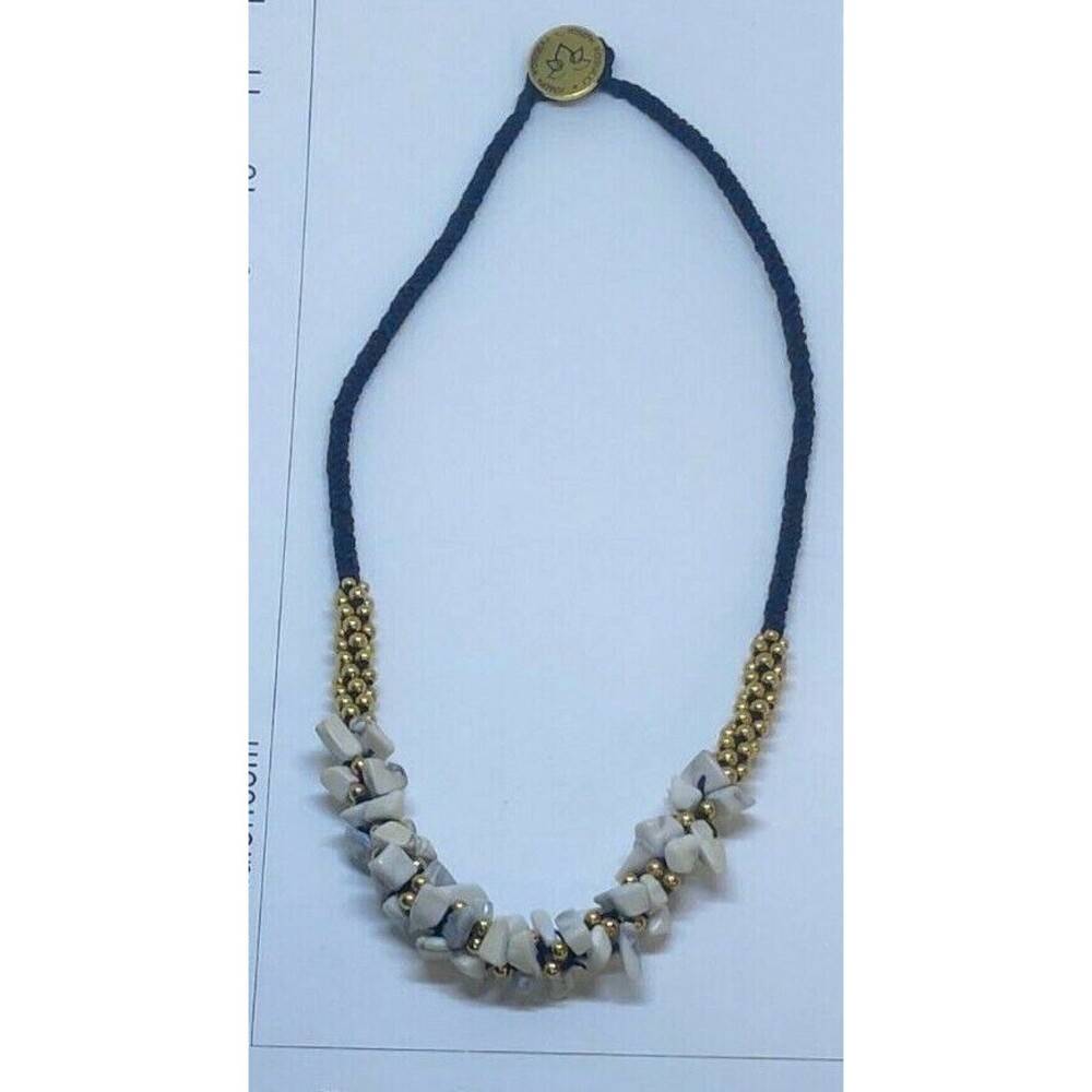 Joseph Nogucci Necklace Braided Cord Light Colored Stones